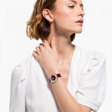  Shop Authentic Swarovski Crystalline Aura Red Dial Red Leather Strap Watch for Women - 5558637 - Luxxuri