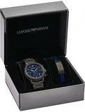  Shop Authentic Emporio Armani Mario Chronograph Blue Dial Grey Steel Strap Watch For Men - AR80045 - Luxxuri