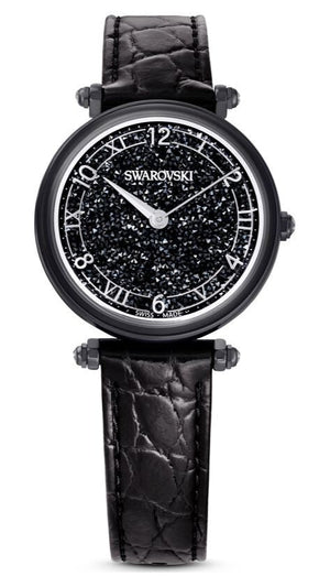  Shop Authentic Swarovski Crystalline Wonder Black Dial Black Leather Strap Watch for Women - 5664311 - Luxxuri