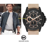  Shop Authentic Michael Kors Ryker Chronograph Black Dial Beige Leather Strap Watch For Men - MK8520 - Luxxuri