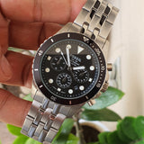  Shop Authentic Fossil FB-01 Chronograph Black Dial Silver Steel Strap Watch for Men - FS5837 - Luxxuri