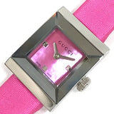  Shop Authentic Gucci G-Frame Square Fuchsia Mother of Pearl Dial Fuchsia Leather Strap Watch For Women - YA128533 - Luxxuri