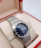  Shop Authentic Omega Constellation Manhattan Quartz Diamonds Blue Dial Silver Steel Strap Watch for Women - 131.10.25.60.53.001 - Luxxuri