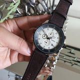  Shop Authentic Fossil Dillinger Chronograph White Dial Brown Leather Strap Watch for Men - FS5674 - Luxxuri
