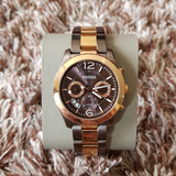  Shop Authentic Fossil Perfect Boyfriend Multifunction Brown Dial Two Tone Steel Strap Watch for Women - ES4284 - Luxxuri