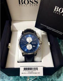  Shop Authentic Hugo Boss Jet Blue Dial Black Leather Strap Watch for Men - 1513283 - Luxxuri