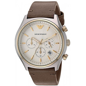  Shop Authentic Emporio Armani Chronograph White Dial Brown Leather Strap Watch For Men - AR11033 - Luxxuri