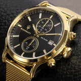  Shop Authentic Maserati Epoca 42mm Black Dial Gold Mesh Bracelet Watch For Men - R8873618007 - Luxxuri