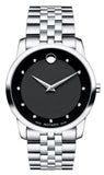  Shop Authentic Movado Museum Diamonds Black Dial Silver Steel Strap Watch For Men - 606878 - Luxxuri