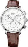  Shop Authentic Hugo Boss Slim Chronograph White Dial Brown Leather Strap Watch For Men - 1513263 - Luxxuri