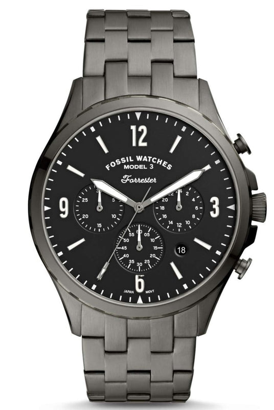  Shop Authentic Fossil Forrester Chronograph Black Dial Grey Steel Strap Watch for Men - FS5606 - Luxxuri