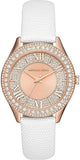  Shop Authentic Michael Kors Harlowe Analog Rose Gold Dial White Leather Strap Watch For Women - MK2989 - Luxxuri