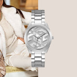  Shop Authentic Guess Cubed Analog Silver Dial Silver Steel Strap Watch For Women - GW0606L1 - Luxxuri
