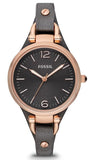 Fossil Georgia Smoke Grey Dial Grey Leather Strap Watch for Women - ES3077