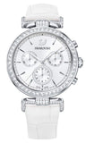  Shop Authentic Swarovski Era Journey Silver Dial White Leather Strap Watch for Women - 5295346 - Luxxuri
