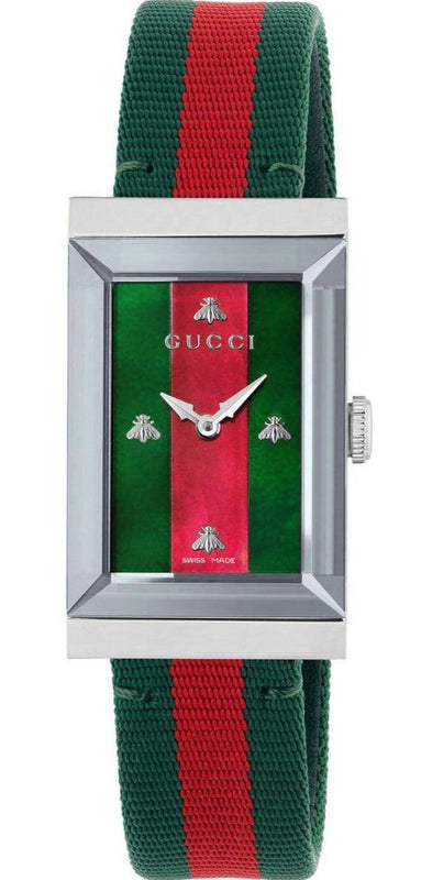  Shop Authentic Gucci G-Frame Mother of Pearl Dial Two Tone Nylon Strap Watch For Women - YA147404 - Luxxuri