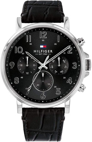  Shop Authentic Tommy Hilfiger Baker Chronograph Black Dial Black Leather Strap Watch For Men - 1710449 - Luxxuri