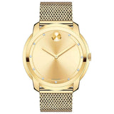  Shop Authentic Movado Bold Diamonds Gold Dial Gold Mesh Bracelet Watch For Men - 3600460 - Luxxuri
