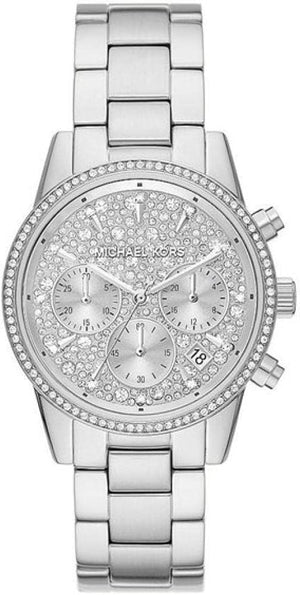  Shop Authentic Michael Kors Ritz Chronograph Crystals Silver Dial Silver Steel Strap Watch For Women - MK7301 - Luxxuri