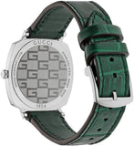  Shop Authentic Gucci Grip Quartz Silver Dial Green Leather Strap Watch For Women - YA157404 - Luxxuri