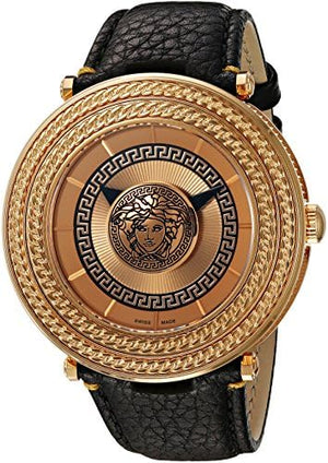  Shop Authentic Versace V Metal Icon Black Dial Black Leather Strap Watch For Men - VQL020015 - Luxxuri