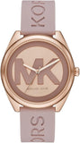  Shop Authentic Michael Kors Janelle Three Hand Rose Gold Dial Pink Rubber Strap Watch For Women - MK7139 - Luxxuri