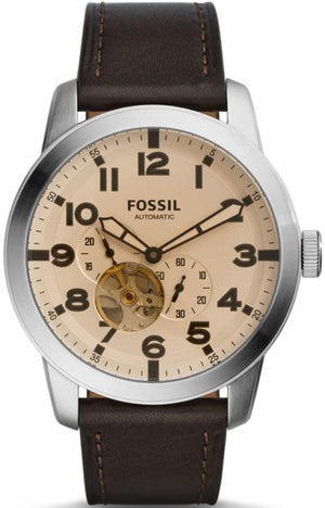  Shop Authentic Fossil Pilot 54 Automatic Cream Dial Brown Leather Strap Watch for Men - ME3119 - Luxxuri