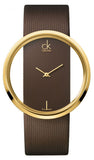  Shop Authentic Calvin Klein Glam Transparent Dial Brown Leather Strap Watch for Women - K9423503 - Luxxuri