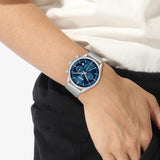  Shop Authentic Hugo Boss Gregor Chronograph Blue Dial Silver Mesh Bracelet Watch For Men - 1514052 - Luxxuri