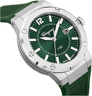  Shop Authentic Salvatore Ferragamo F-80 Classic Green Dial Green Rubber Strap Watch for Men - SFHY02722 - Luxxuri