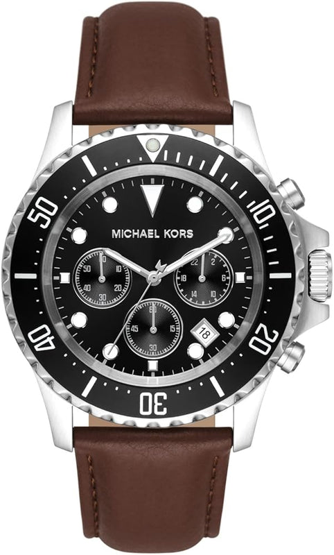  Shop Authentic Michael Kors Everest Chronograph Black Dial Brown Leather Strap Watch For Men - MK9054 - Luxxuri