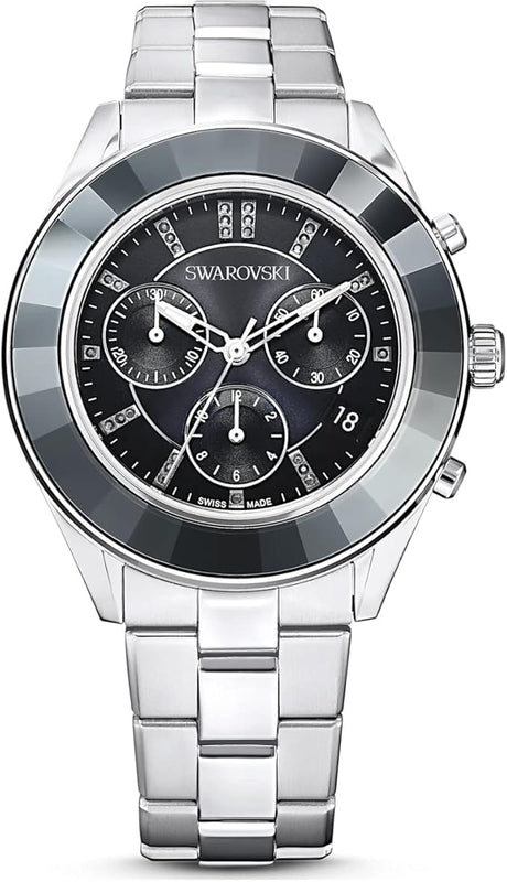  Shop Authentic Swarovski Octea Lux Sport Chronograph Black Dial Silver Steel Strap Watch for Women - 5610520 - Luxxuri
