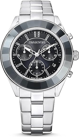  Shop Authentic Swarovski Octea Lux Sport Chronograph Black Dial Silver Steel Strap Watch for Women - 5610520 - Luxxuri