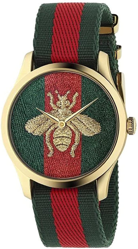  Shop Authentic Gucci Le Marche des Merveilles Green & Red Dial Green & Red NATO Strap Unisex Watch - YA126487 - Luxxuri