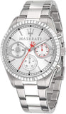 Maserati Competizione Chronograph White Dial Silver Steel Strap Watch For Men - R8853100017