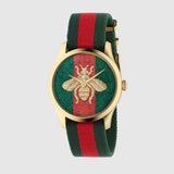  Shop Authentic Gucci G Timeless Quartz Green & Red Dial Green & Red NATO Strap Watch For Men - YA126487A - Luxxuri