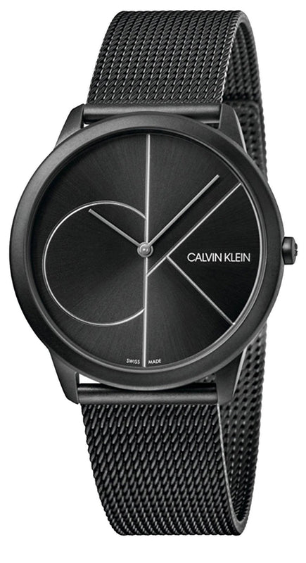  Shop Authentic Calvin Klein Minimal Black Dial Black Mesh Bracelet Watch for Men - K3M5145X - Luxxuri