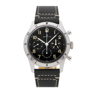  Shop Authentic Breitling Avi Ref. 765 1953 Re-Edition Black Dial Black Leather Strap Watch for Men - AB0920131B1X1 - Luxxuri
