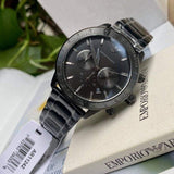  Shop Authentic Emporio Armani Mario Chronograph Black Dial Black Steel Strap Watch For Men - AR11242 - Luxxuri
