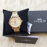 Coach Delancey Classic White Dial Gold Steel Strap Watch for Women - 14502261