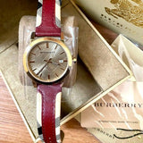  Shop Authentic Burberry The City Gold Dial Orange Leather Strap Watch for Women - BU9017 - Luxxuri