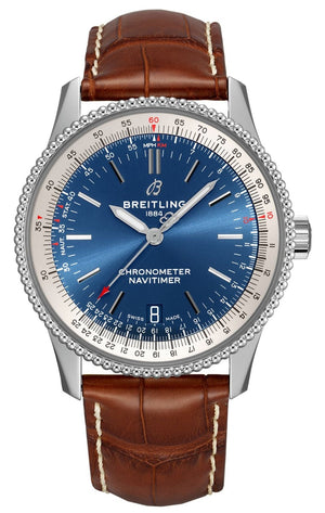  Shop Authentic Breitling Navitimer Automatic 38mm Blue Dial Brown Leather Strap Mens Watch - A17325211C1P2 - Luxxuri