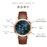  Shop Authentic Daniel Wellington Iconic Chronograph Blue Dial Brown Leather Strap Watch For Men - DW00100639 - Luxxuri