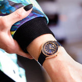  Shop Authentic Swarovski Crystalline Aura Black Dial Black Leather Strap Watch for Women - 5558634 - Luxxuri