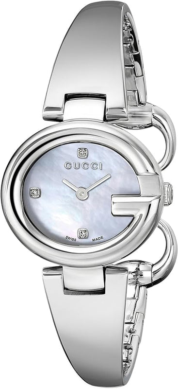  Shop Authentic Gucci Guccissima Diamonds Mother of Pearl Dial Silver Steel Strap Watch For Women - YA134504 - Luxxuri
