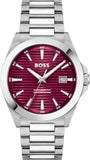 Hugo Boss Strike Red Dial Silver Steel Strap Watch for Men - 1514174