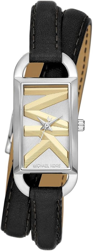  Shop Authentic Michael Kors Empire Three-Hand Silver Dial Black Leather Strap Watch For Women - MK4722 - Luxxuri