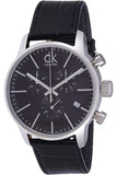  Shop Authentic Calvin Klein Masculine Chronograph Black Dial Black Leather Strap Watch for Men - K2H27102 - Luxxuri