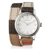  Shop Authentic Burberry Utilitarian White Dial Multicolor Leather Strap Watch for Women - BU7849 - Luxxuri