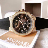  Shop Authentic Michael Kors Dylan Chronograph Black Dial Black Rubber Strap Watch For Women - MK8556 - Luxxuri